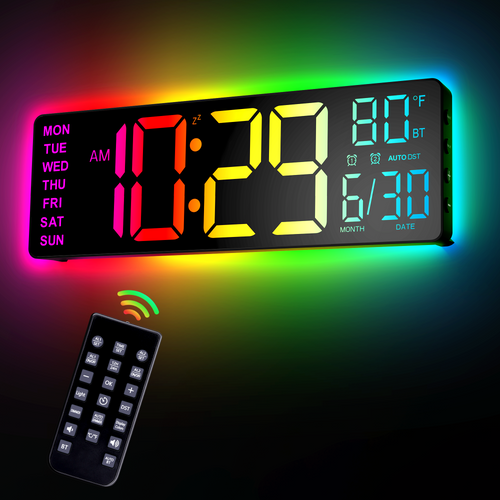 16.5" Large Digital Wall Clock with Remote Control