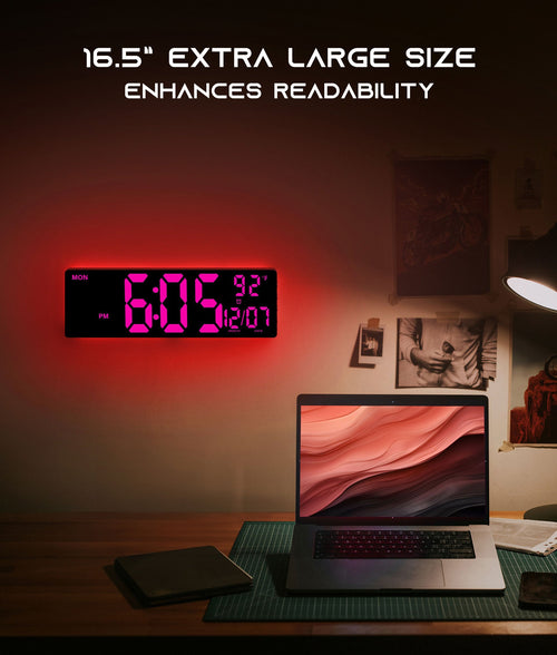 16.5" Large Digital Wall Clock with Remote Control