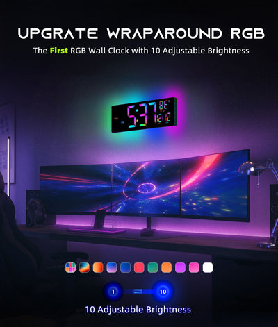 16.5" Large Digital Wall Clock with Remote Control